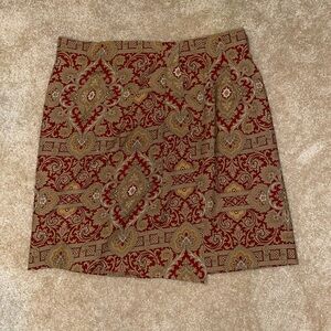 Etro Red and Gold Paisley Mini Skirt